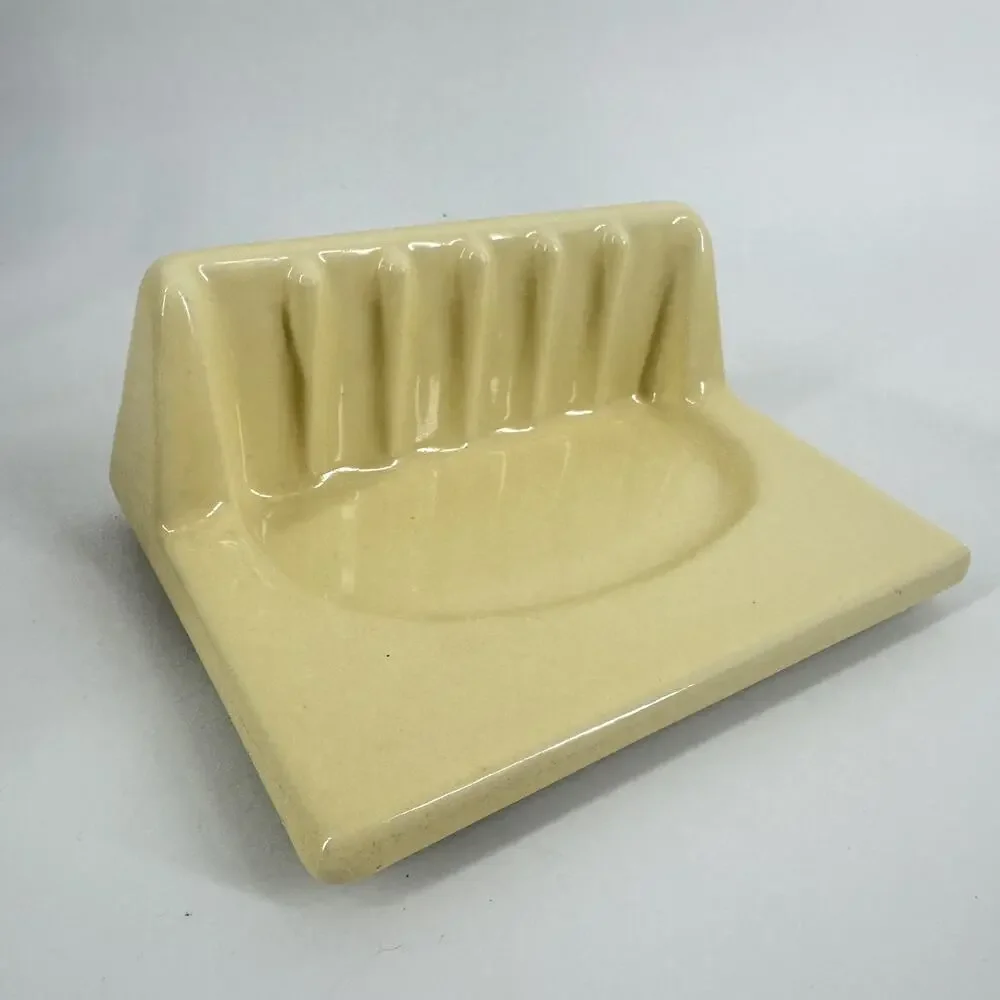MCM Tile Soap Holder Shower Wall Yellow Ceramic 70’s vtg
